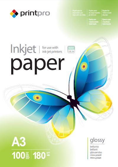 Photo paper PrintPro, 100 sheets, High Glossy, 180 g/m², A3
