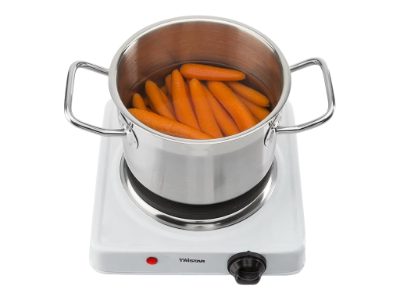Free standing table hob, KP-6185, Number of burners/cooking zones 1, Rotary, Electric, Black, White