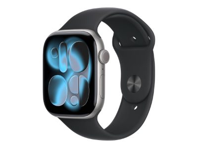 Apple Watch Series 11 GPS + Cellular 46mm Space Grey Aluminium Case with Black Sport Band - M/L, Apple