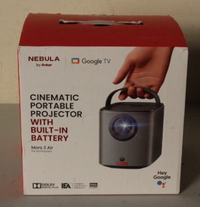 Anker Nebula Mars 3 Air Google TV Projector with Built-In Netflix, Full HD (1920x1080), 400 ANSI lumens, Black, DAMAGED PACKAGING AS DEMO, Wi-Fi