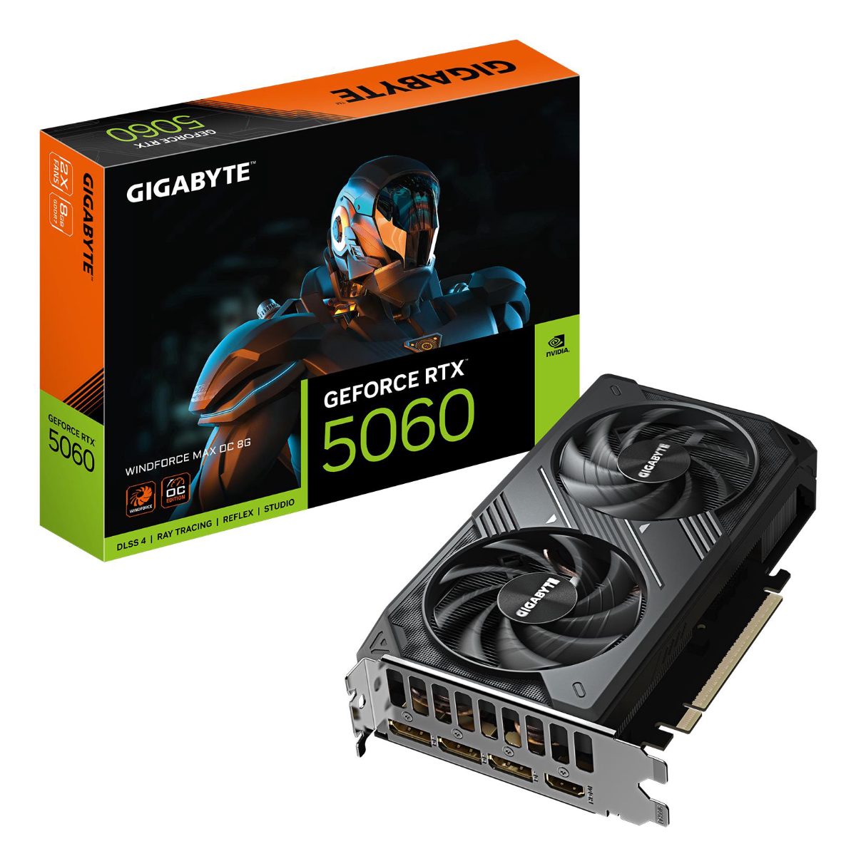 Gigabyte GeForce RTX 5060 WINDFORCE MAX OC 8G, NVIDIA, 8 GB, GeForce RTX 5060, GDDR7, HDMI ports quantity 1, PCI-E 5.0