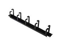 Cable Management Panel, DN-97602, 5x cable management ring (HxD: 40x60 mm). The Cable Management Panel is getting fixed on the 483 mm (19“) profile rails. Five cable guiding rings allow an easy, horizontal array of patch cables. It guarantees an optimized cable management in your 483 mm (19”) network- or server rack., Black
