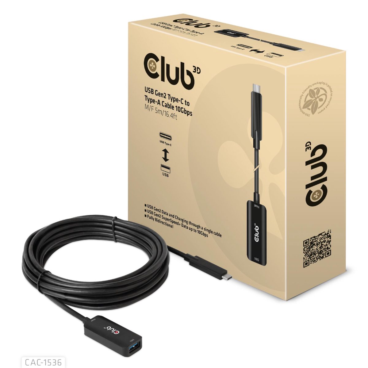 CABLE USB-C TO USB 5M/M/F CAC-1536 CLUB3D