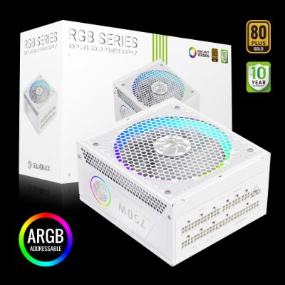 Gamemax PSU, RGB 750G WH, 750 W, Gold, White, Full Modular