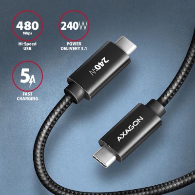 Data and charging USB 480Mbps cable, 2.5 m, BUCM2-CM25AB, USB-C to USB-C