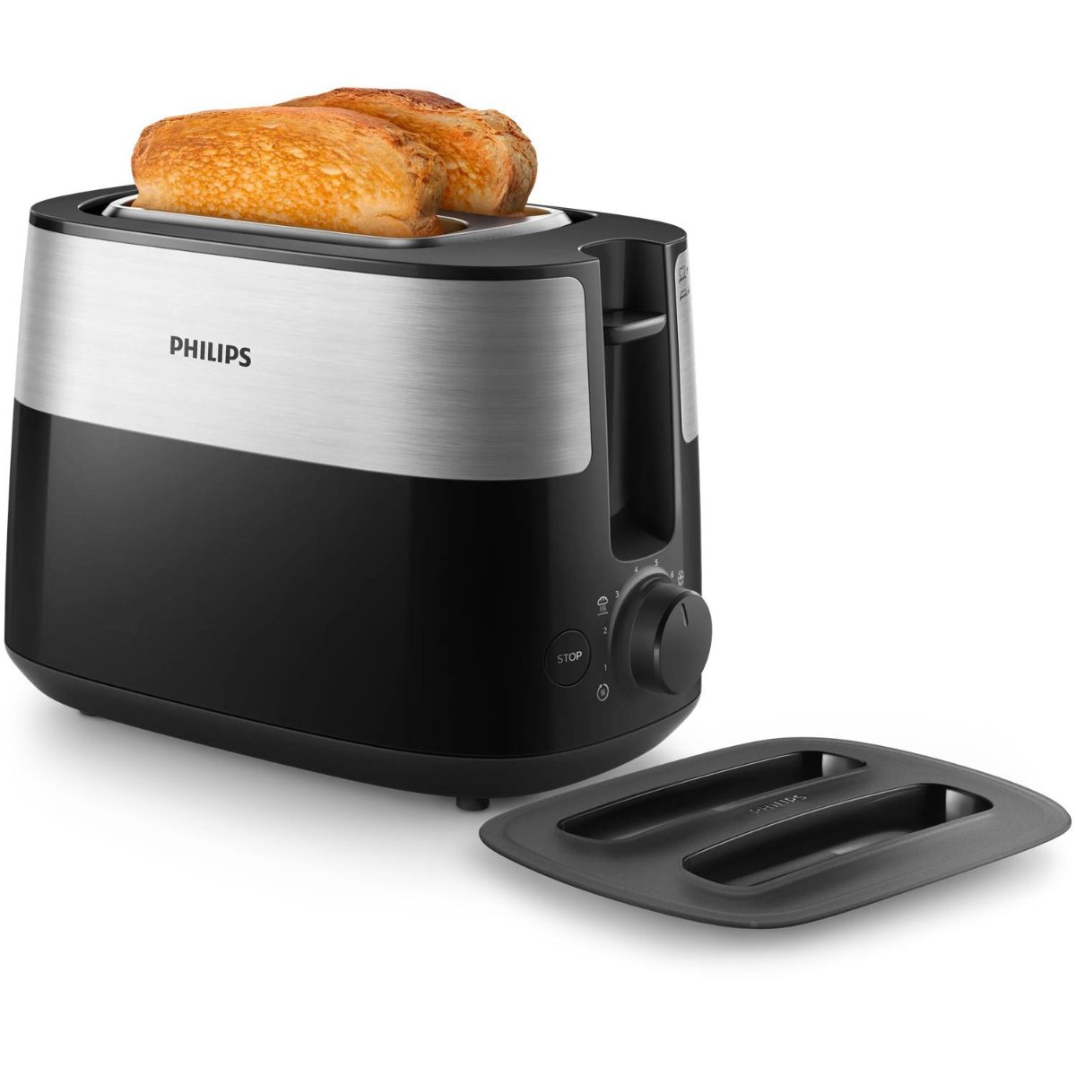 Toaster, HD2517/90 Daily Collection, Power 830 W, Number of slots 2, Housing material Plastic, Black/Stainless Steel