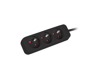 Lanberg Cable Power Strip, 3X French Outlets Quality-Grade Copper, 1.5 m, PS0-03E-0150-BK