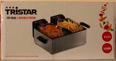 Tristar FR-9342 Double deep fryer, Total capacity 6 L, 3600 W, Stainless Steel/Black, Tristar Double deep fryer, FR-9342, Power 3600 W, Capacity 6 L, Silver, DAMAGED PACKAGING, DENTED BODY (BACKSIDE, BOTTOM), 24 month(s)