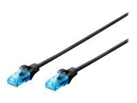 CAT 5e U-UTP, Patch cord, PVC AWG 26/7, Boots with kink protection, strain relief and latch protection, Black, 1 m, Modular RJ45 (8/8) plug