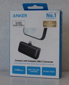 Anker Nano Power Bank Built-In with USB-C Connector, A1653H11, 5000 mAh, Black, DEMO