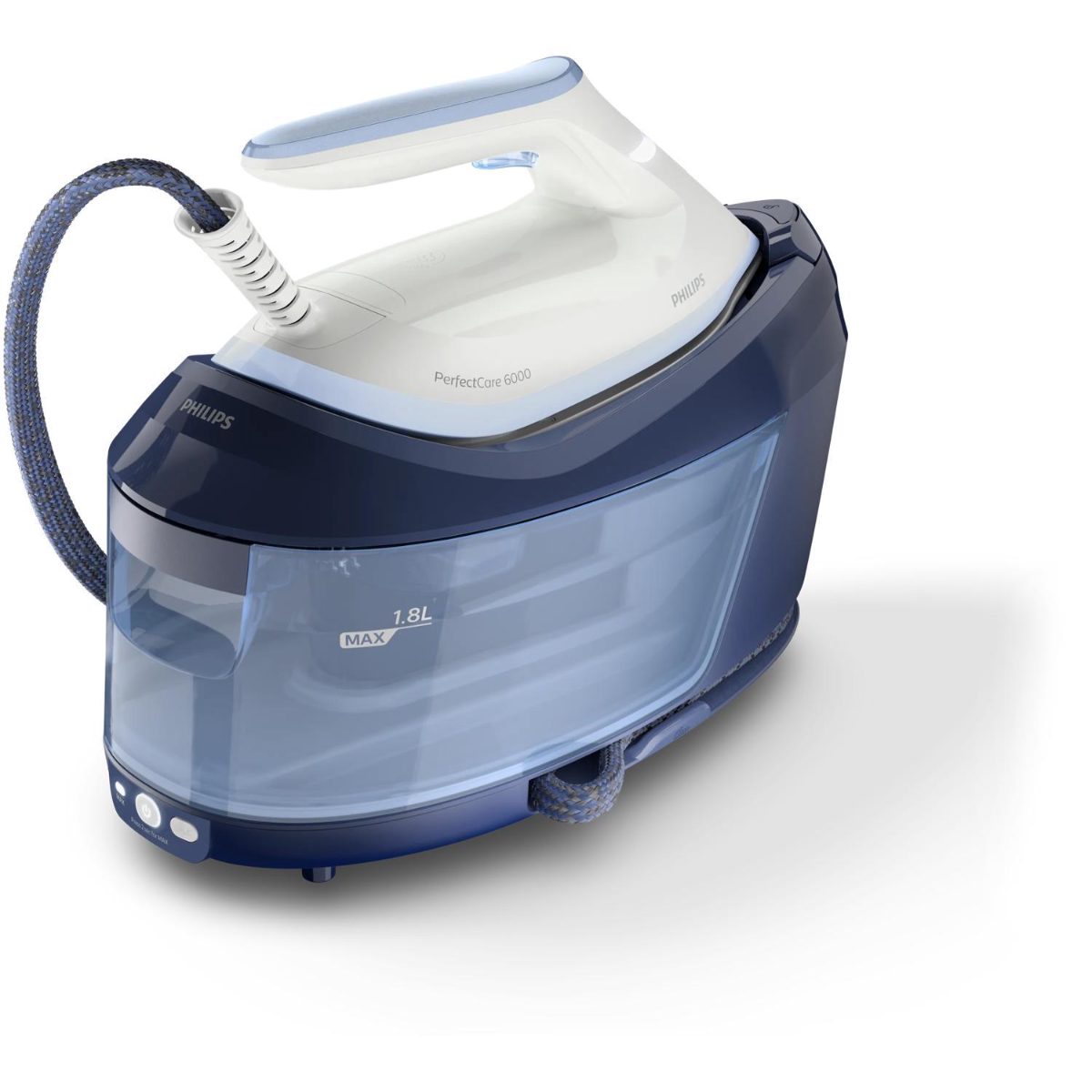Steam Generator, PerfectCare PSG6026/20, 2400 W, 1.8 L, 6.5 bar, Auto power off, Vertical steam function, Calc-clean function, Blue/White