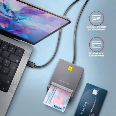 AXAGON USB-C Smart Card FlatReader, CRE-SM3TC