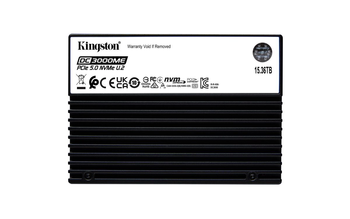 SSD, KINGSTON, 15360 GB, PCI Express 5.0, NVMe Yes, Write speed 9700 MB/s, Read speed 14000 MB/s, U.2, 28032xTBW rating, MTBF 2000000 h, SEDC3000ME/15T3