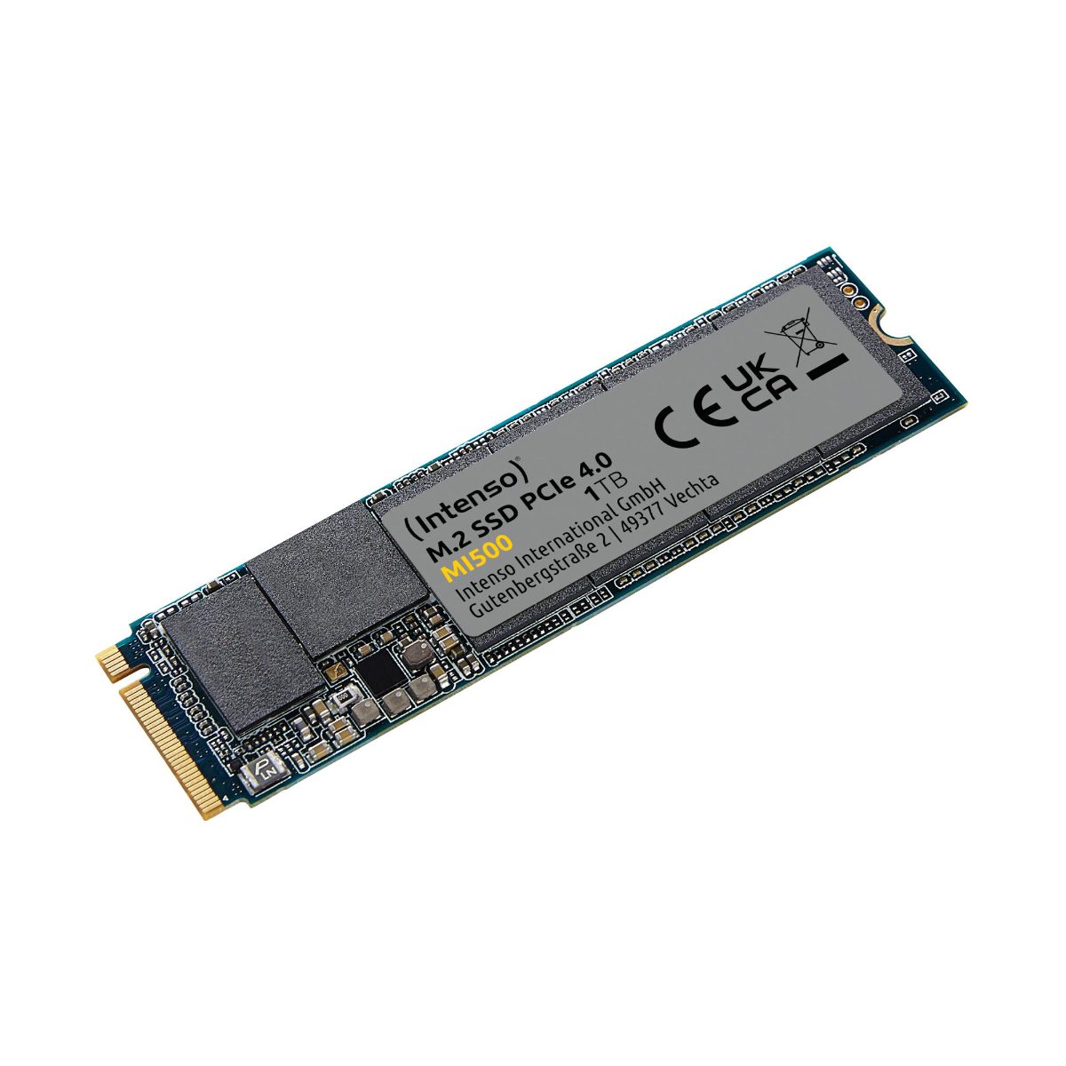 SSD, INTENSO, MI500, 1TB, M.2, NVMe, 3D NAND, Write speed 4500 MBytes/sec, Read speed 5300 MBytes/sec, 4mm, TBW 600 TB, MTBF 1500000 hours, 3836460