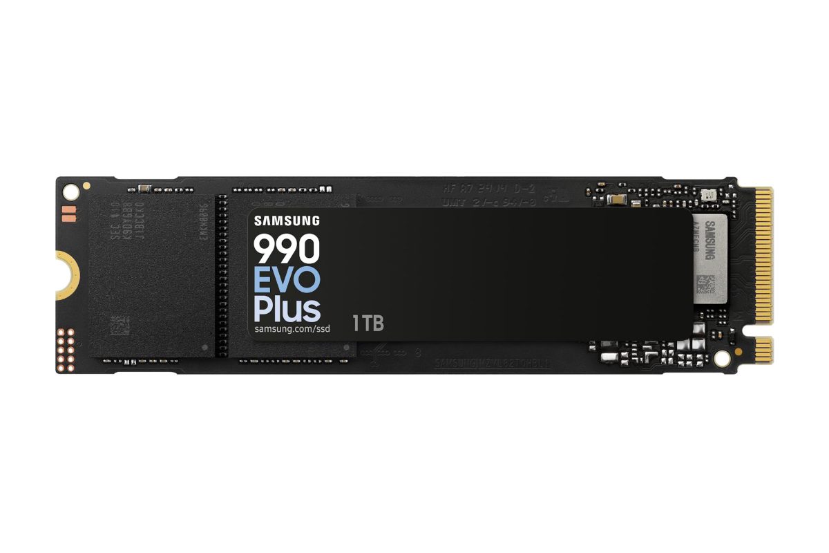 Samsung SSD, 990 EVO Plus, 1000 GB, SSD form factor M.2 2280, Solid-state drive interface NVMe, Read speed 7250 MB/s, Write speed 6300 MB/s