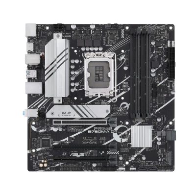 Mainboard, ASUS, Intel B760 Express, LGA1700, Micro-ATX, Memory DDR4, Memory slots 4, 1xPCI-Express 4.0 16x, 2xM.2, 1xHDMI, 1xDisplayPort, 4xUSB 2.0, 2xUSB 3.2, 1xPS/2, 1xRJ45, 3xAudio port, PRIMEB760M-AD4-CSM