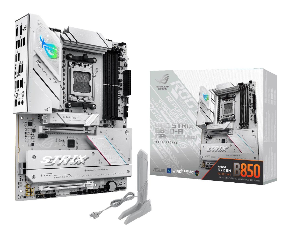 Asus ROG STRIX B850-A GAMING WIFI, Processor family AMD, Processor socket AM5, DDR5, Supported hard disk drive interfaces SATA, M.2, Number of SATA connectors 2