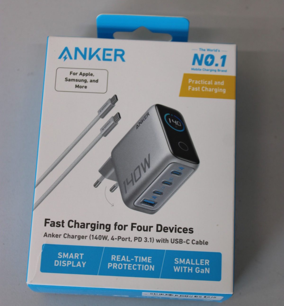 Anker Charger 140W, 4-Port with USB-C Cable, Anker Charger 4-Port with USB-C Cable, 140W, B2697G41, DEMO