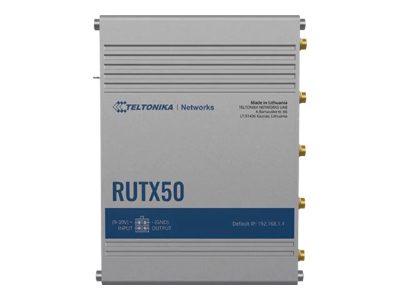 INDUSTRIAL 5G ROUTER, RUTX50, 802.11ac, 867 Mbit/s, 10/100/1000 Mbps Mbit/s, Ethernet LAN (RJ-45) ports 5, Mesh Support Yes, MU-MiMO Yes, 5G, Antenna type Internal