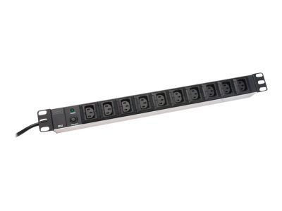Aluminum outlet strip, IEC C14 plug, DN-95404, Sockets quantity 10