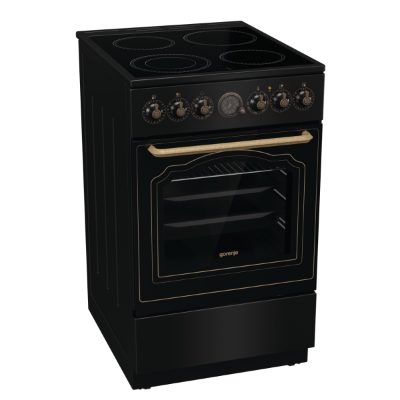 Gorenje Cooker, GECS5B70CLB, Hob type Vitroceramic, Oven type Electric, Black, Width 50 cm, Depth 59.4 cm, 70 L