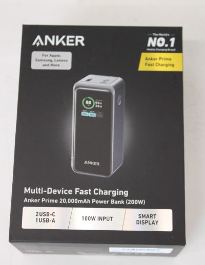 Anker Power Bank, 200 W, Prime, 20000 mAh, Black, UNPACKED, SMALL