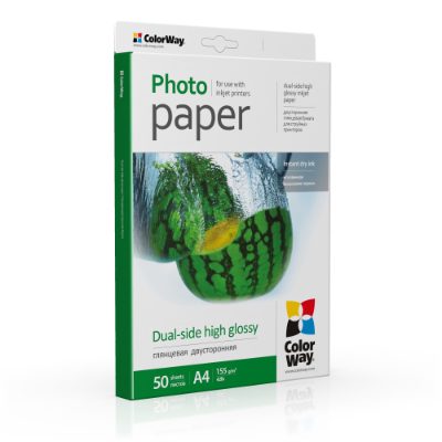 ColorWay Photo Paper, 50 sheets, Dual-side High Glossy, 155 g/m², A4