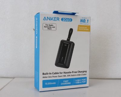Anker Power Bank with Built-In USB-C Cable, A1688H11, 10000 mAh, Black, DEMO