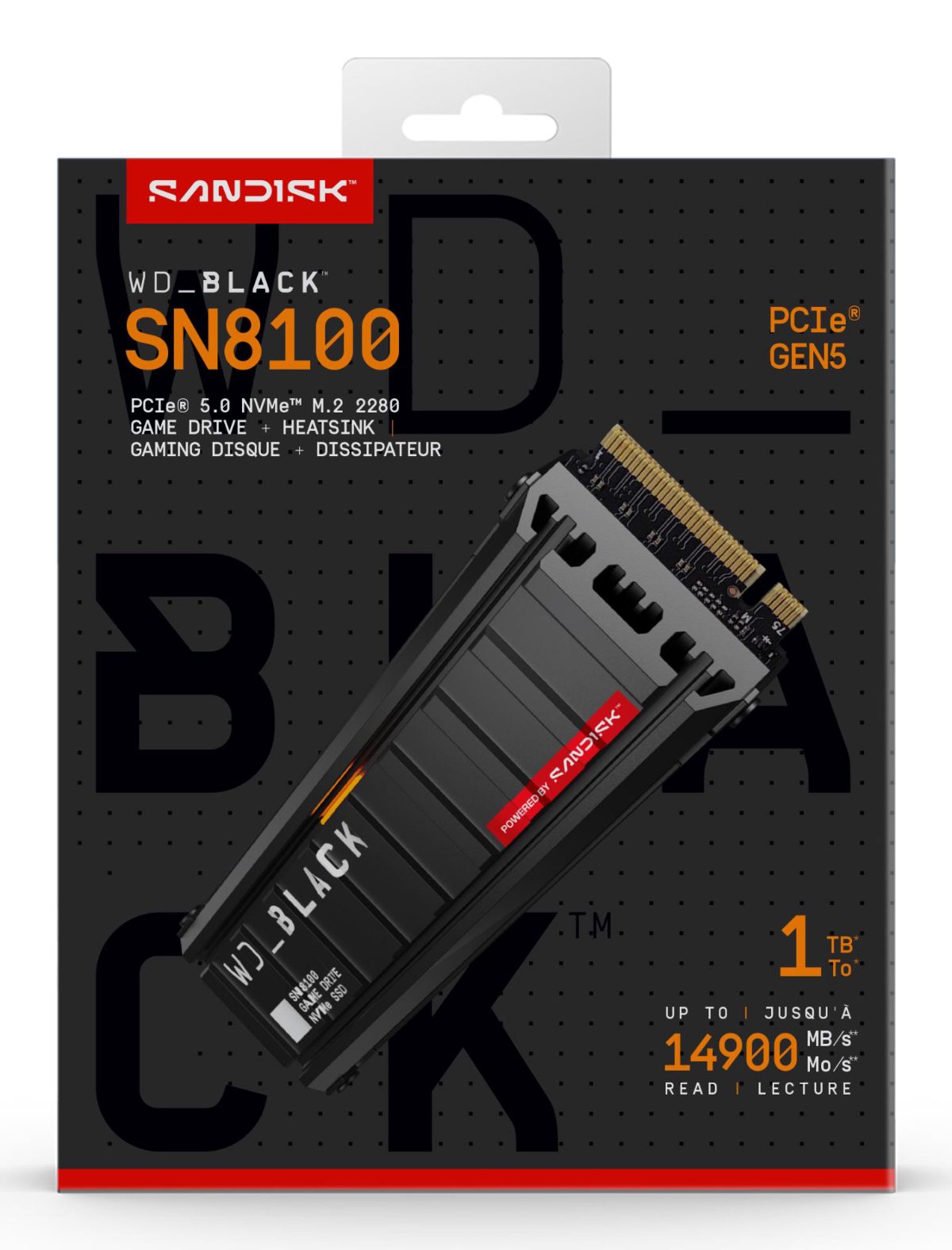 SSD, SANDISK, 2400xTBW rating, NVMe Yes, PCI Express 5.0, M.2, 1000 GB, WDS100T1XHM-00CMT0