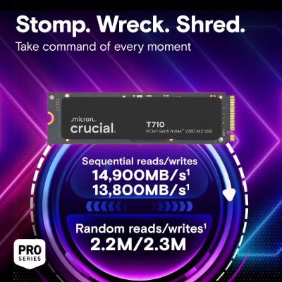 SSD, CRUCIAL, 600xTBW rating, NVMe Yes, PCI Express 5.0, M.2, 1000 GB, Crucial T710 1TB (CT1000T710SSD8), T710, CT1000T710SSD8