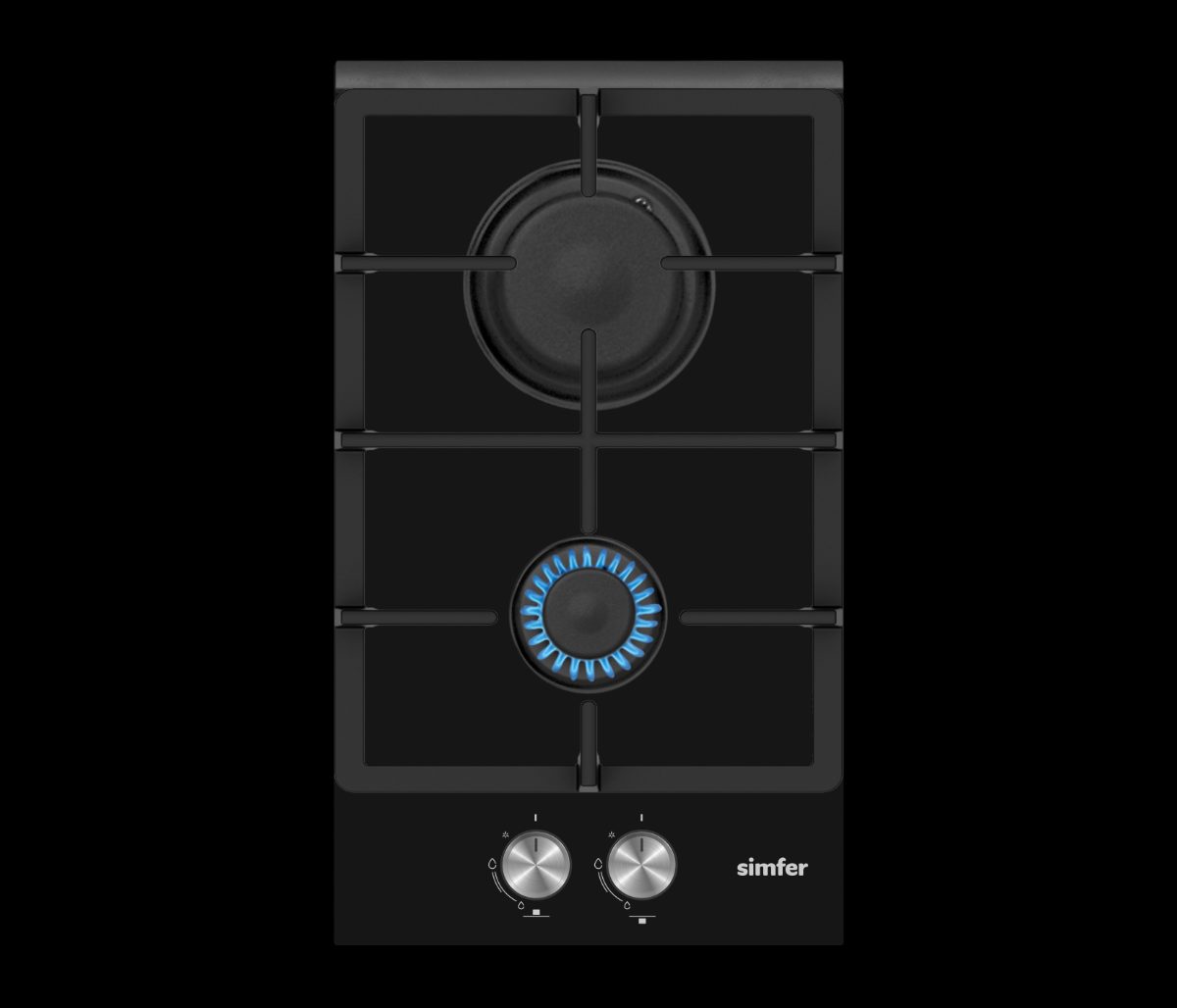 Hob, H3.201.TGRSP, Gas on glass, Number of burners/cooking zones 2, Rotary knobs, Black