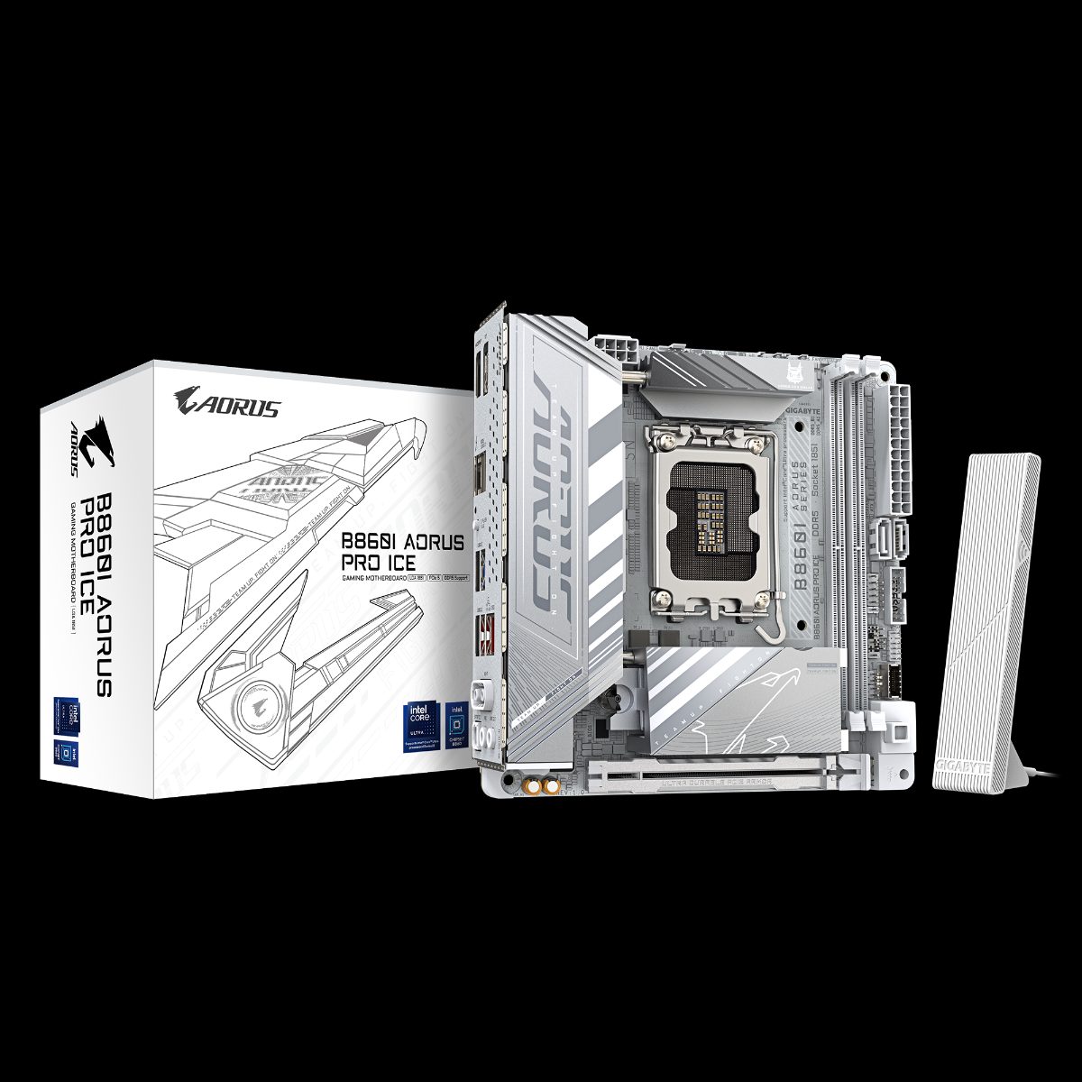Gigabyte B860I AORUS PRO ICE, Processor family Intel, Processor socket LGA1851, DDR5, Supported hard disk drive interfaces SATA, M.2, Number of SATA connectors 2