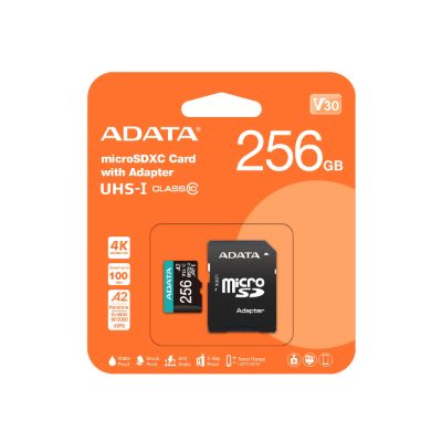 Premier Pro, UHS-I U3, 256 GB, micro SDXC, Flash memory class 10, with Adapter