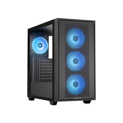 Case, CHIEFTEC, HUNTER 3, MidiTower, Case product features Transparent panel, Not included, ATX, EATX, MicroATX, MiniITX, Colour Black, GS-03B-OP