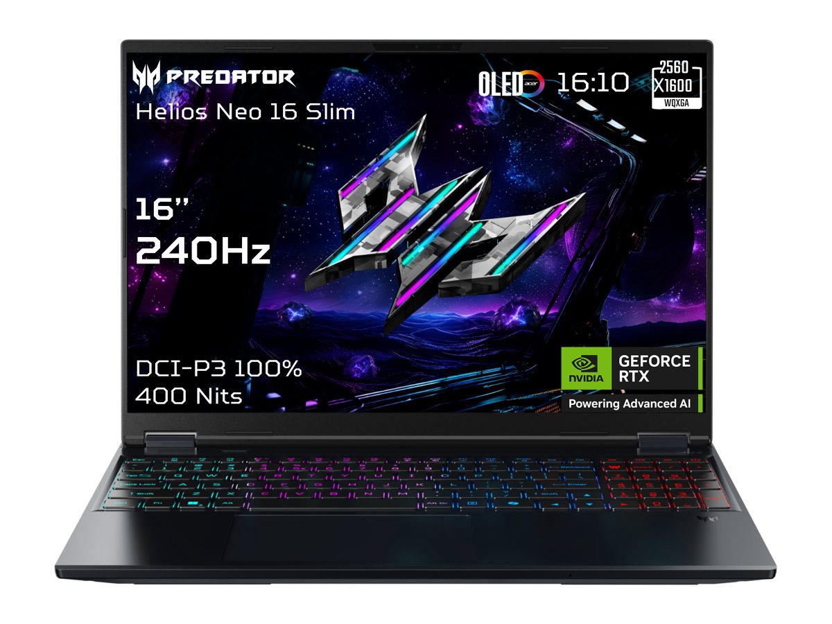 Predator Helios Neo 16S AI PHN16S-71-96S5, Black, 16 ", OLED, WQXGA, 240 Hz, Intel Core Ultra 9, 275HX, 32 GB, DDR5, Solid-state drive capacity 1000 GB, NVIDIA GeForce RTX 5070 Ti, Windows 11 Home, Keyboard language English, Keyboard backlit, Warranty 24 month(s)