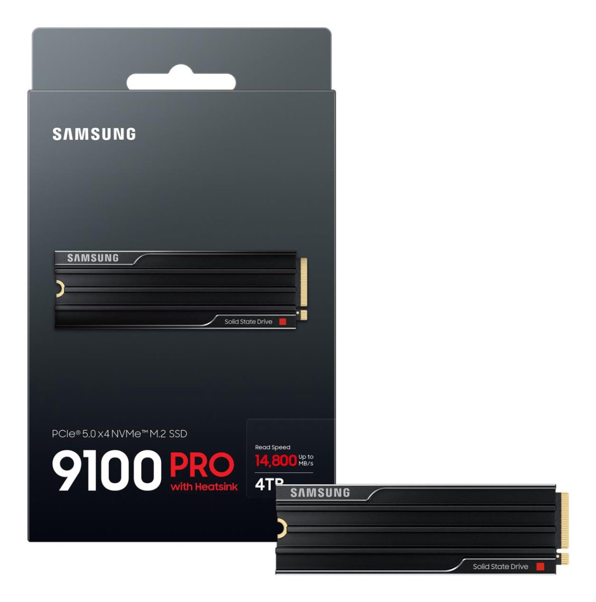 Samsung 9100 PRO, 4000 GB, SSD form factor M.2 2280, Solid-state drive interface PCIe 5.0x4, Read speed 14800 MB/s, Write speed 13400 MB/s