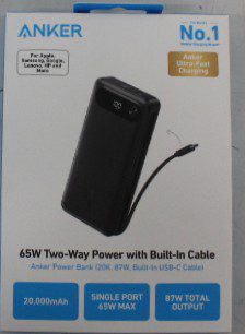 Anker Power Bank 65W, A1383H11, 20000 mAh, Black, DEMO