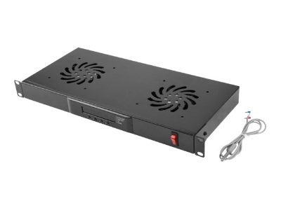 Lanberg 19" fan unit/ventilation panel with LCD 2 fans + thermostat 230V, AK-1502-B, Black