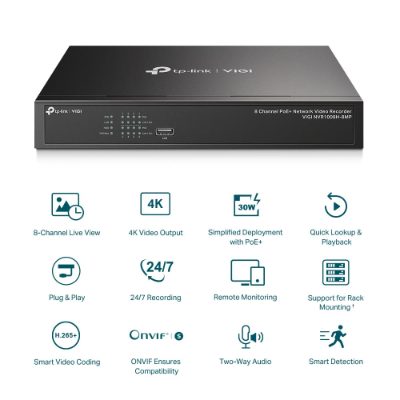 PoE+ Network Video Recorder, VIGI NVR1008H-8MP, 1, 8-Channel