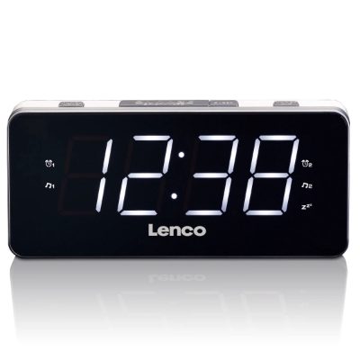 Lenco radio pulkstenis, ar lielu displeju, balts