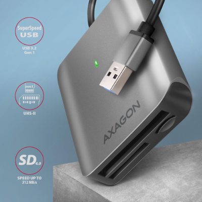 AXAGON Aluminum high-speed USB-A 3.2 Gen 1 memory card reader, 3 slots, CRE-S3