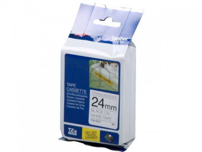 TZe-S251 Strong Adhesive Laminated Tape, Black on White, TZe, 8 m, 2.4 cm