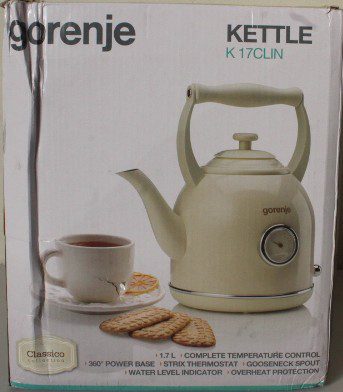 Gorenje, Kettle, K17CLIN, Electric, 2000 W, 1.7 L, Plastic/Metal, 360° rotational base, Ivory