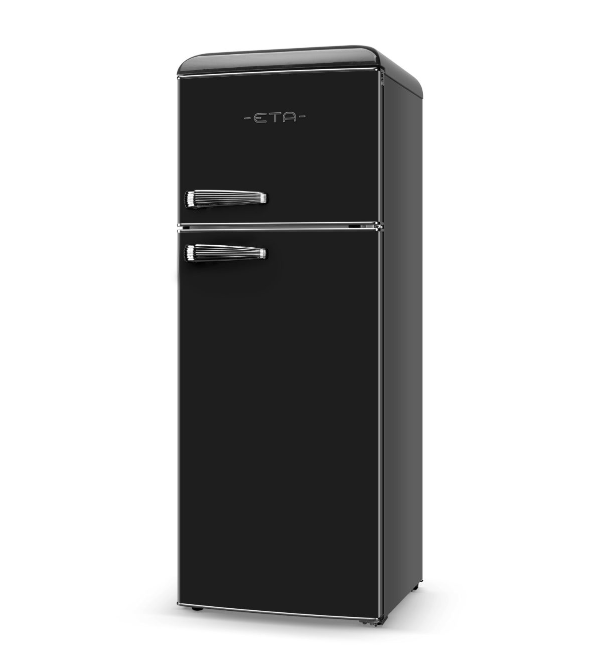 ETA Refrigerator, ETA253890020EN Storio Retro, Energy efficiency class E, Free standing, Combi, Height 148.2 cm, Fridge net capacity 170 L, Freezer net capacity 45 L, 38 dB, Black